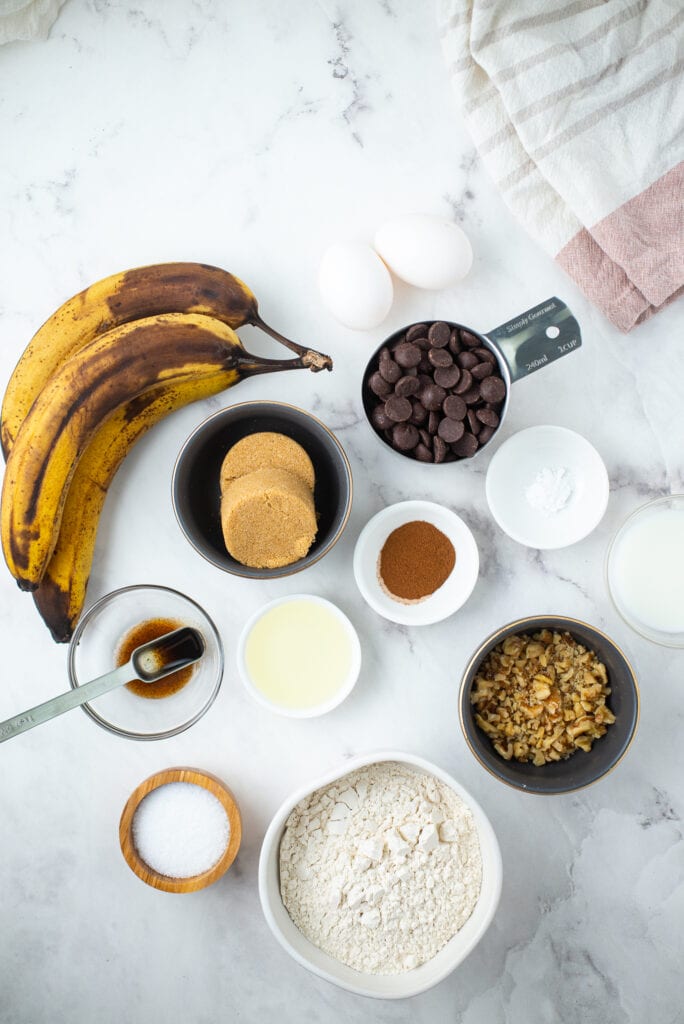 Ingredients for Banana Chocolate Chip Bars