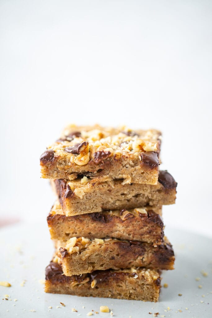 Stack of Banana Bars with Chocolate Chips