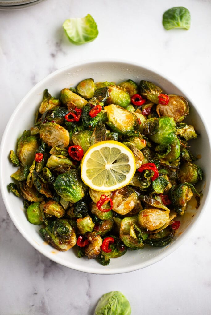 Bowl of Crispy Fried Brussels Sprouts