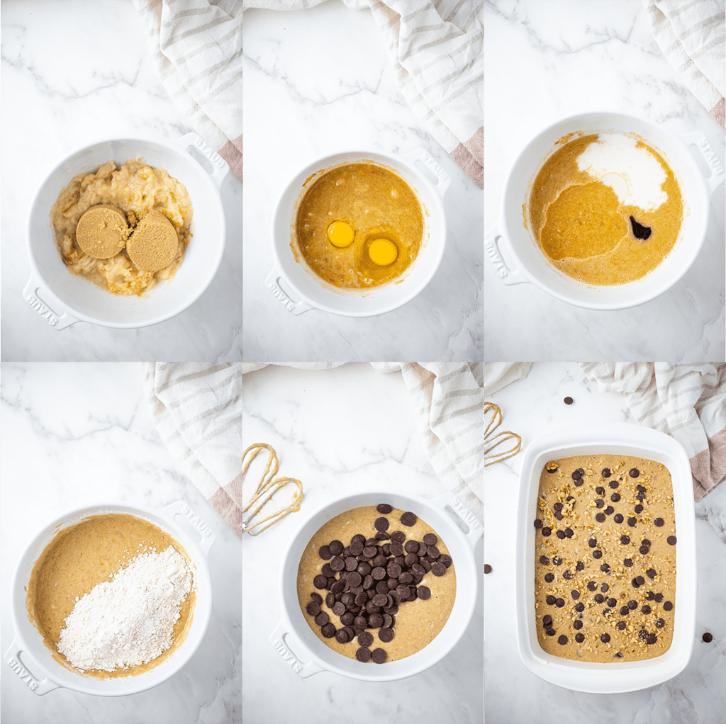 Process Steps to make Banana Chocolate Chip Bars