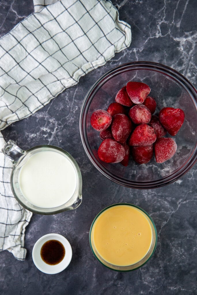 Ingredients for Strawberry Ice Cream