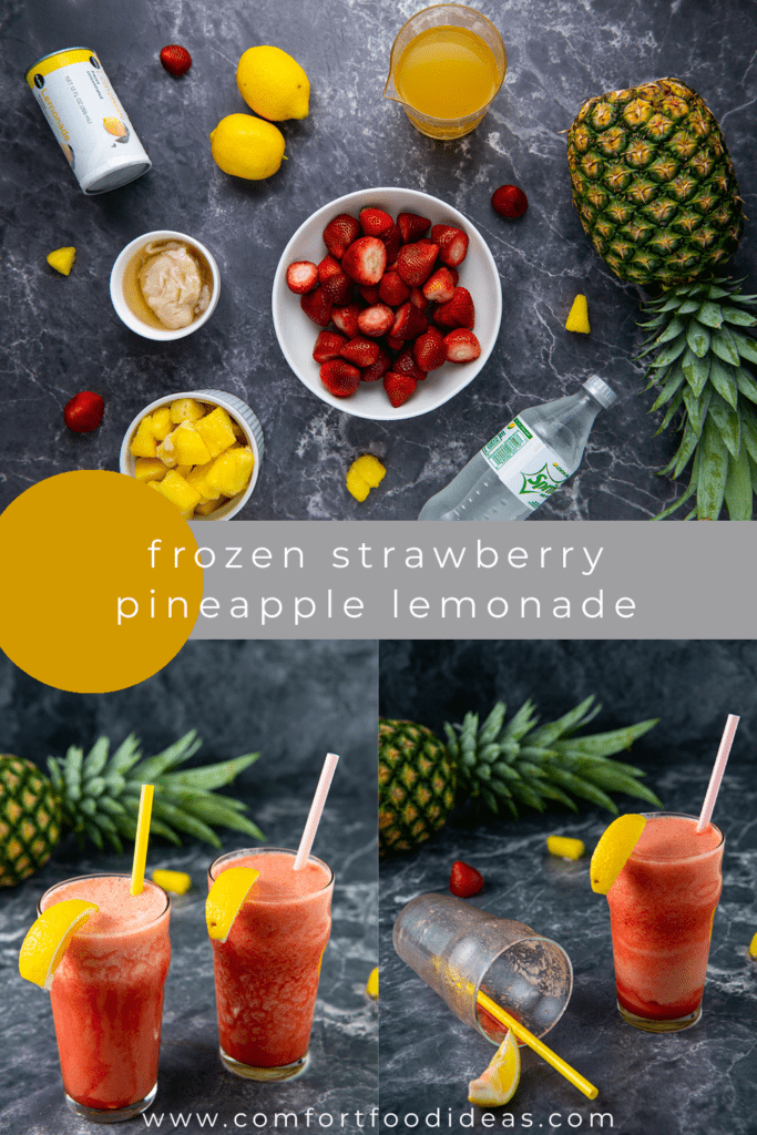 Pinterest Pin for Frozen Strawberry Pineapple Lemonade