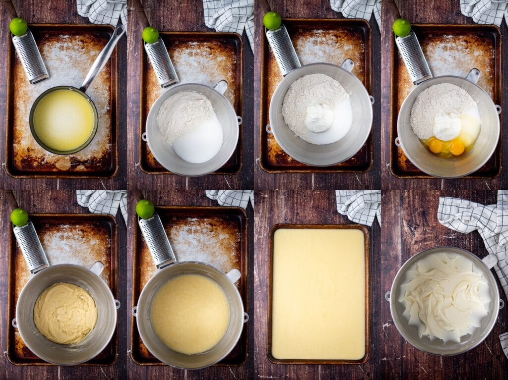 Process Steps to make Key Lime Sheet Cake