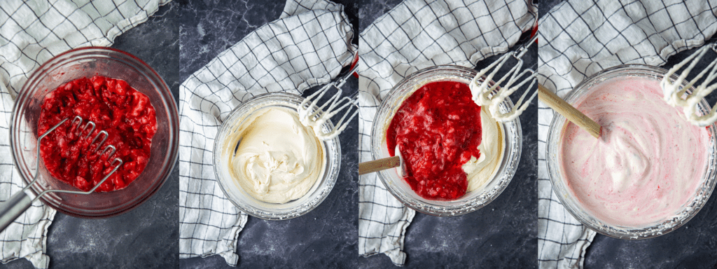 Photos showing process on making no churn ice cream