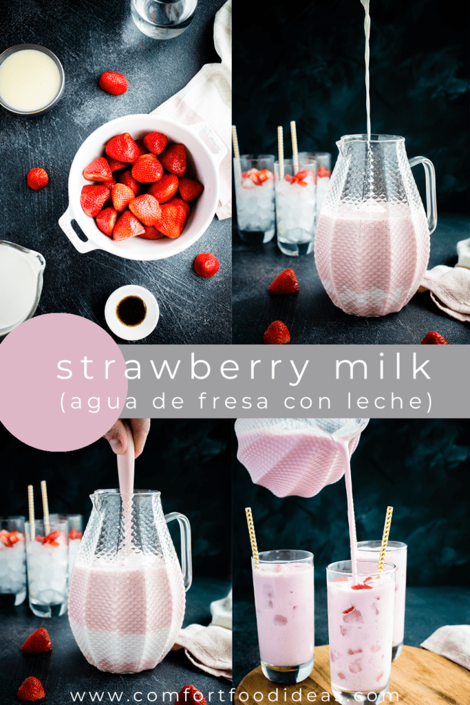 Pinterest Pin for Strawberry Milk