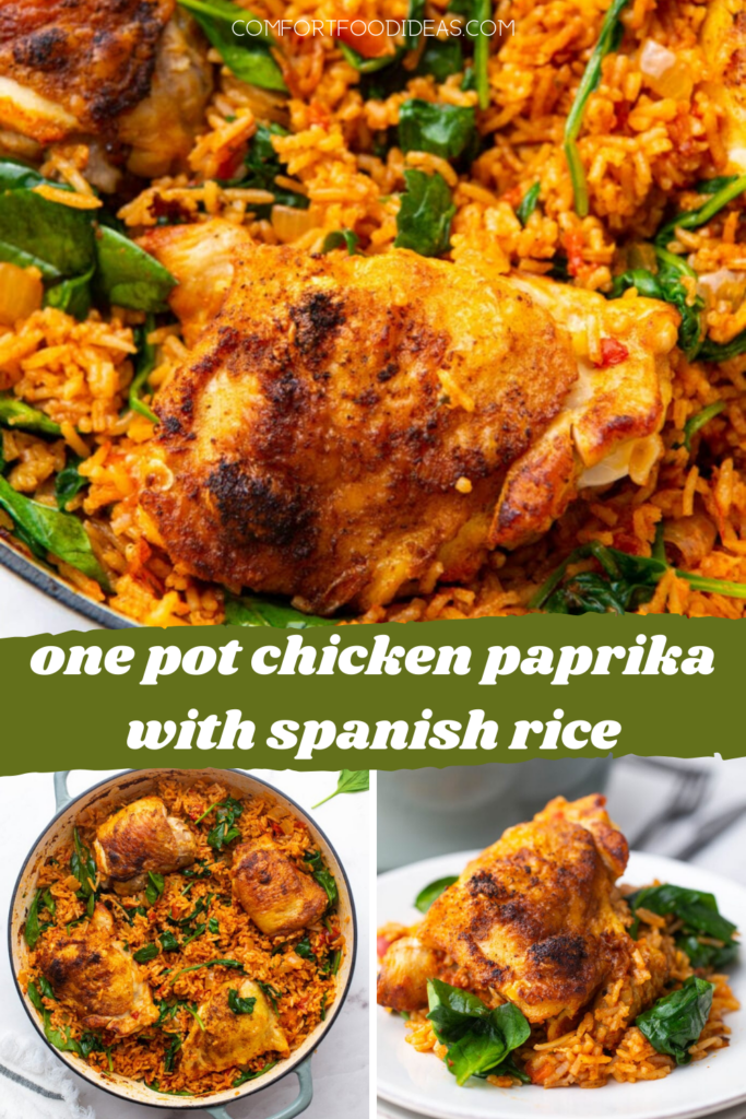 Pinterest Pin for Chicken Paprika and Spanish Rice